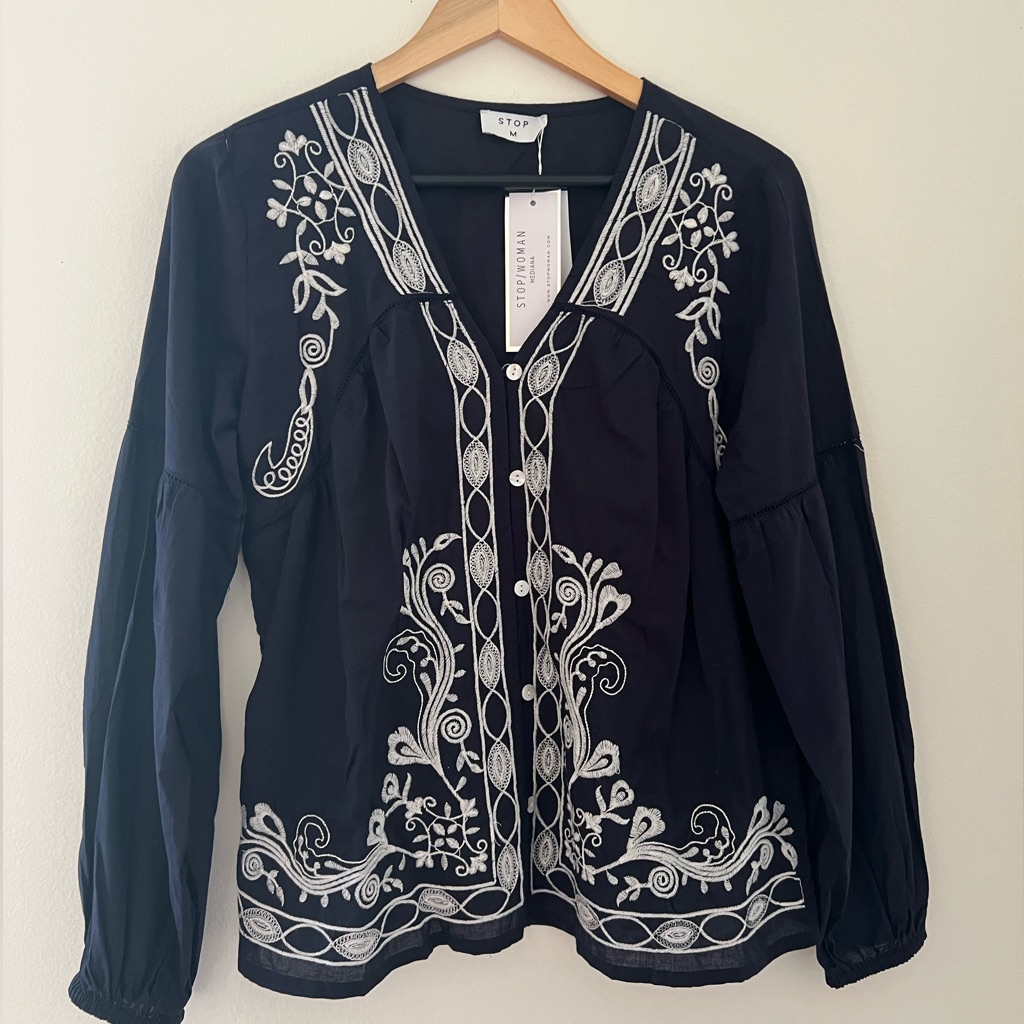 Stop Embroidered Top